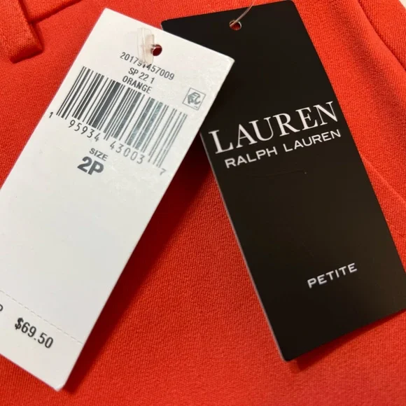 Ralph Lauren Women's Shorts Bi-stretch Twill Cotton Blend Orange US Size 2P NEW - Picture 3 of 13